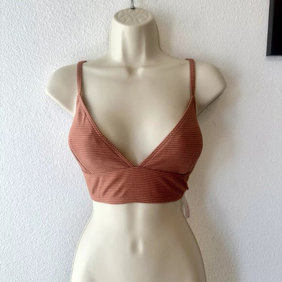 Roxy NWT XL Bikini Top Coconut Crew Tank Swim Top Pink Neutral Shimmer‎ - Picture 2 of 10